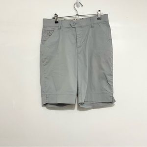 LEE Platinum Label Women Shorts Cotton Stretch Dusty Blue Elastic Waist Size 8